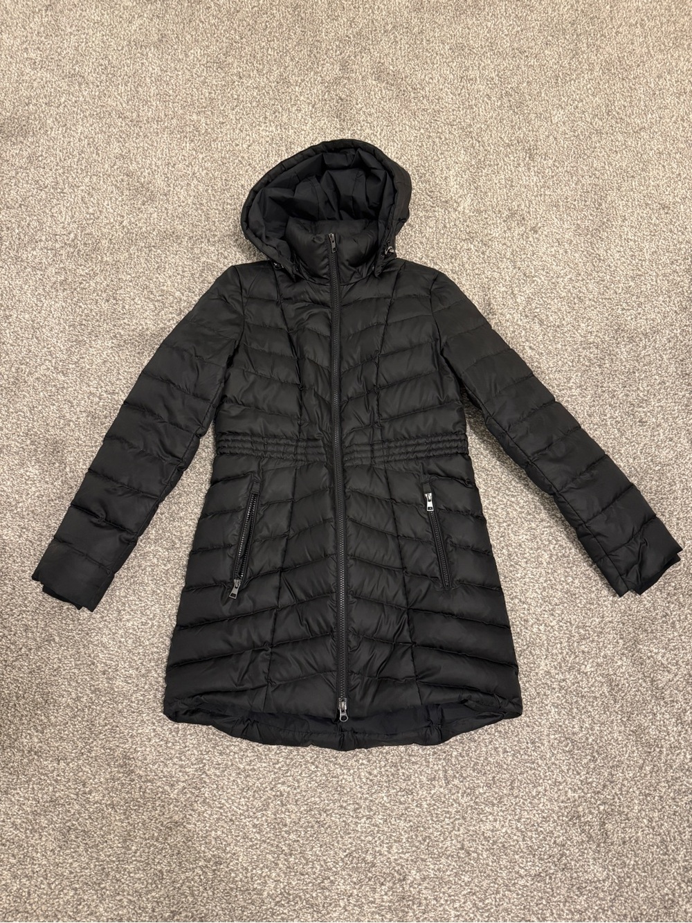 Black Hooded Quilted Women's Winter Coat